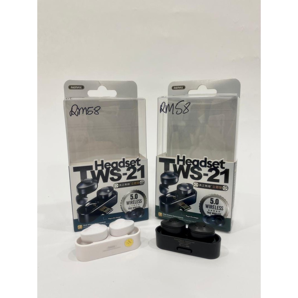 Remax Tws Headset Earbuds True Wireless Stereo Black White