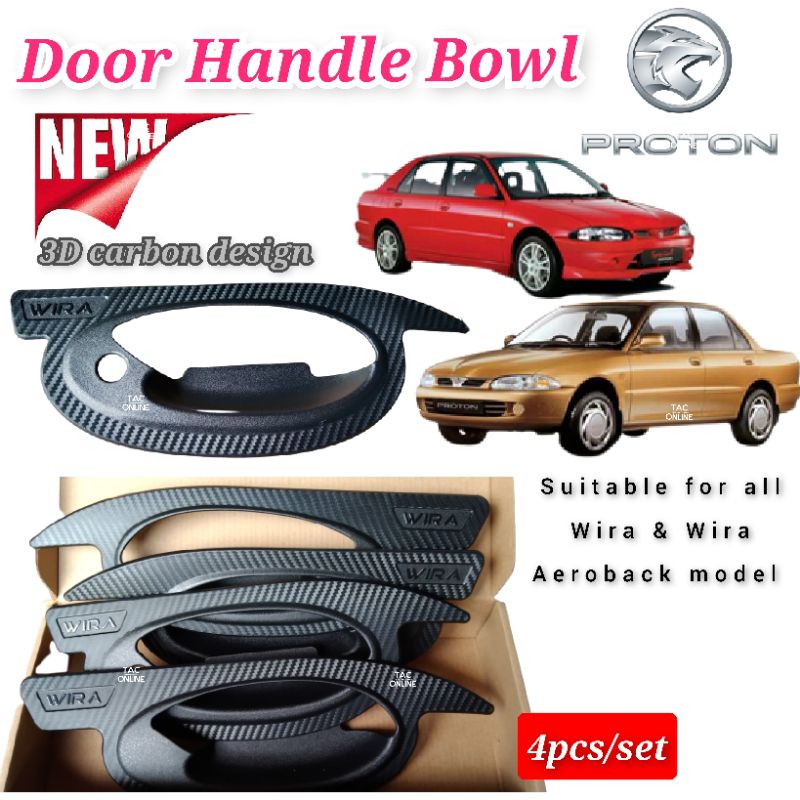 Cover Handle Pemegang Pintu Wira D Carbon Style Door Handle Bowl Cover