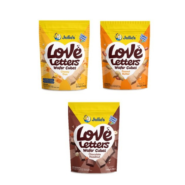 Julie S Love Letters Wafer Cubes Chocolate Hazelnuts Cheezy Duo Peanut