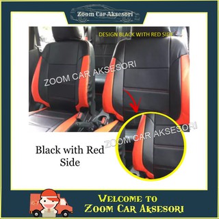 NAZA RIA CUSTOM FIT OEM CAR SEAT CUSHION COVER SEMI LEATHER RED BLACK