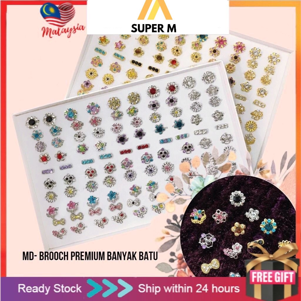 Brooch Premium Many Diamonds Pcs Kerongsang Borong Kerongsang Tudung