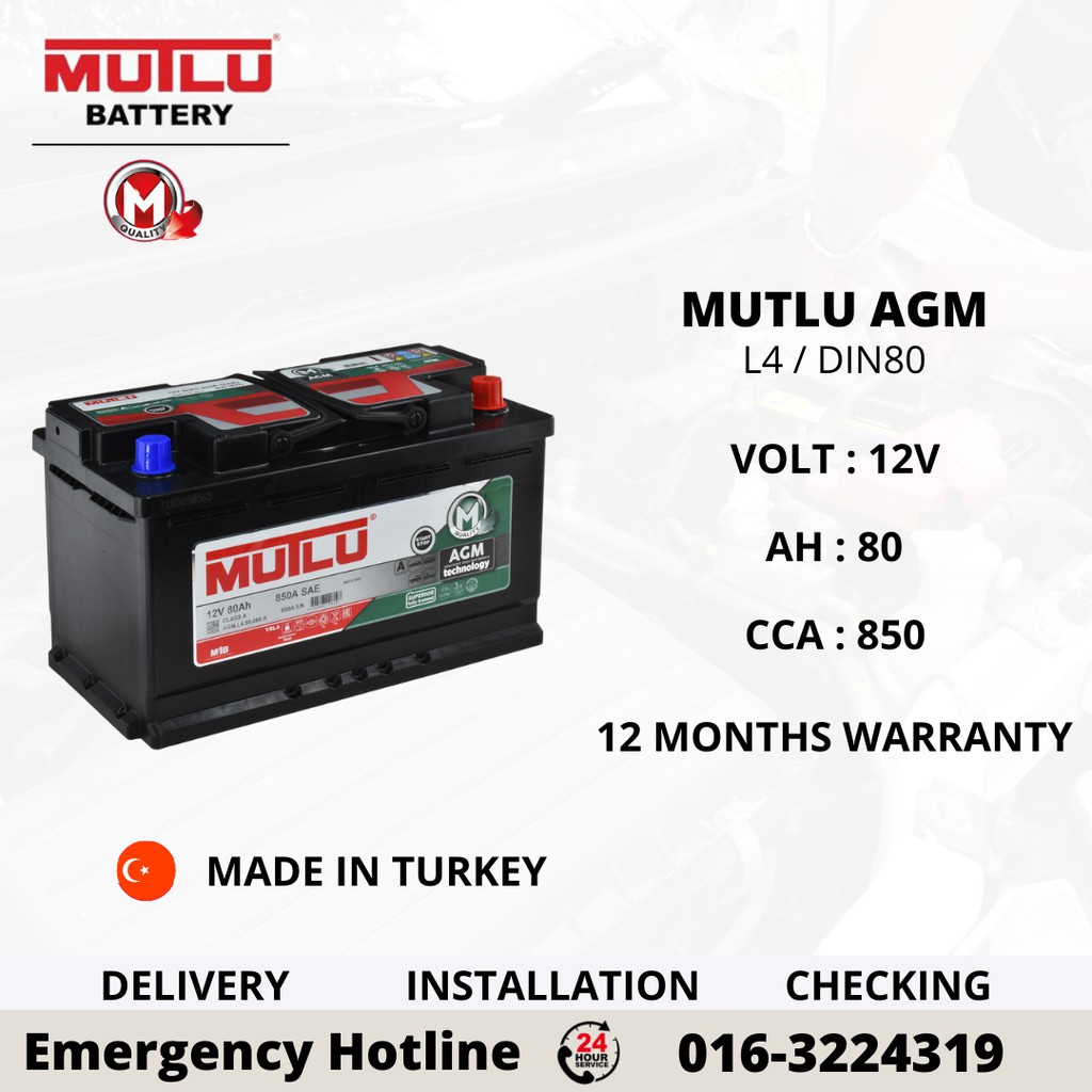 Mutlu Agm Din L A Start Stop Car Battery Shopee Malaysia