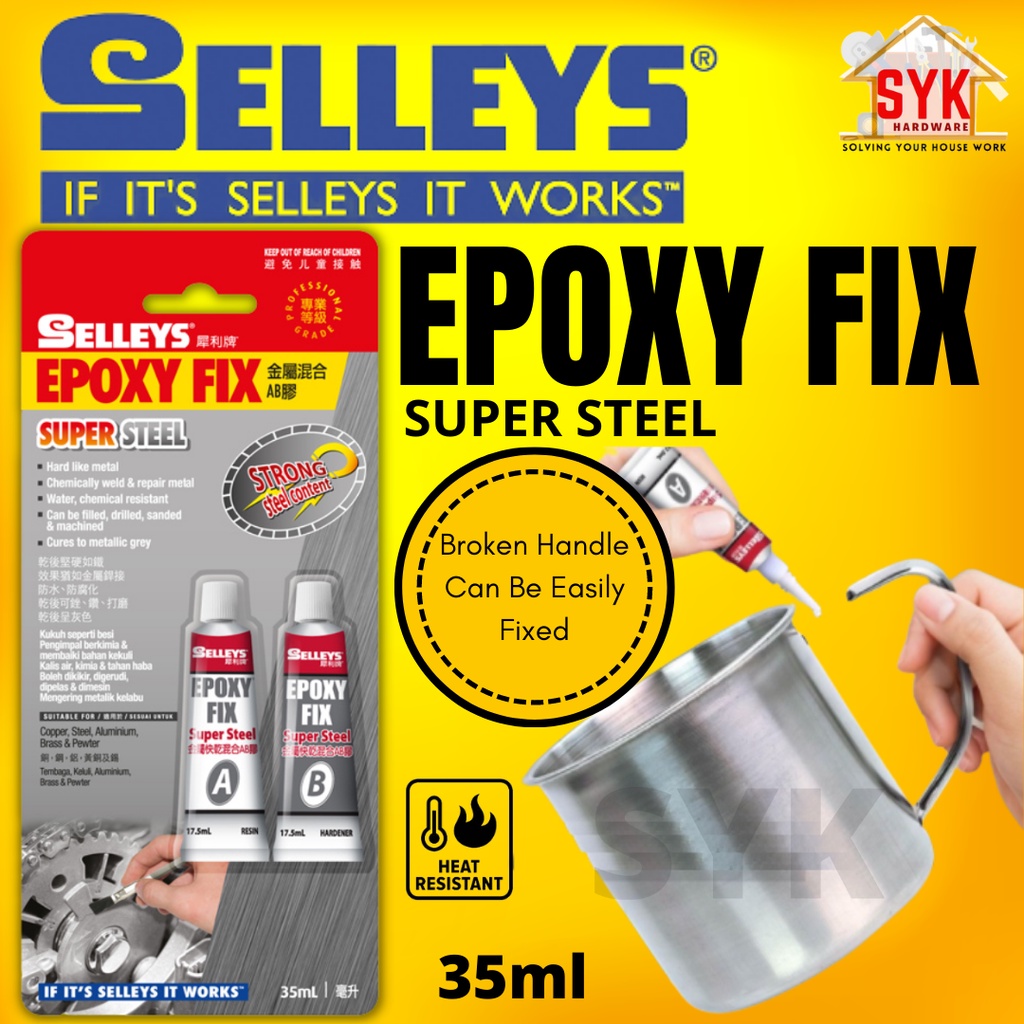 Syk Selleys Epoxy Fix Super Steel Ab Glue Araldite Ton Copper Steel