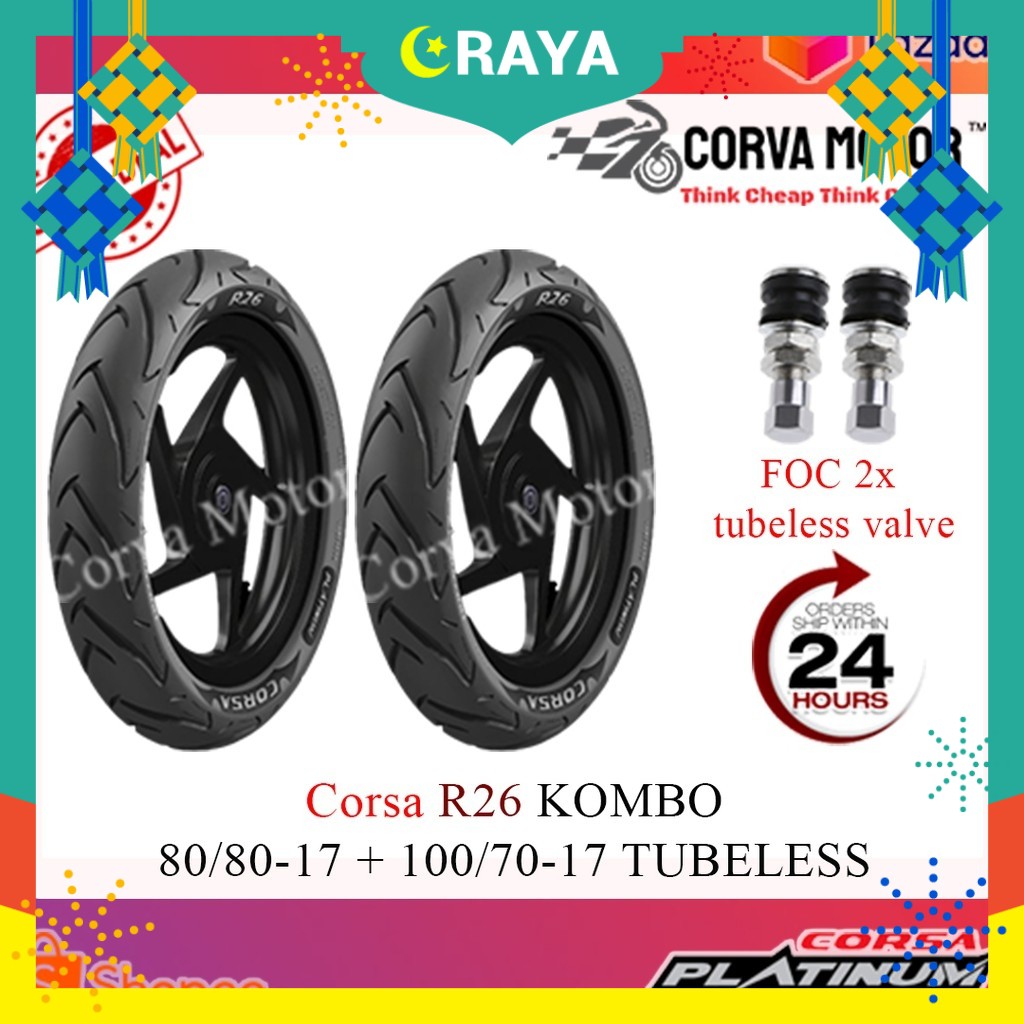 Vf3i Tayar Kombo Corsa Tubeless R26 80 80 17 100 70 17 For Sym Vf3i