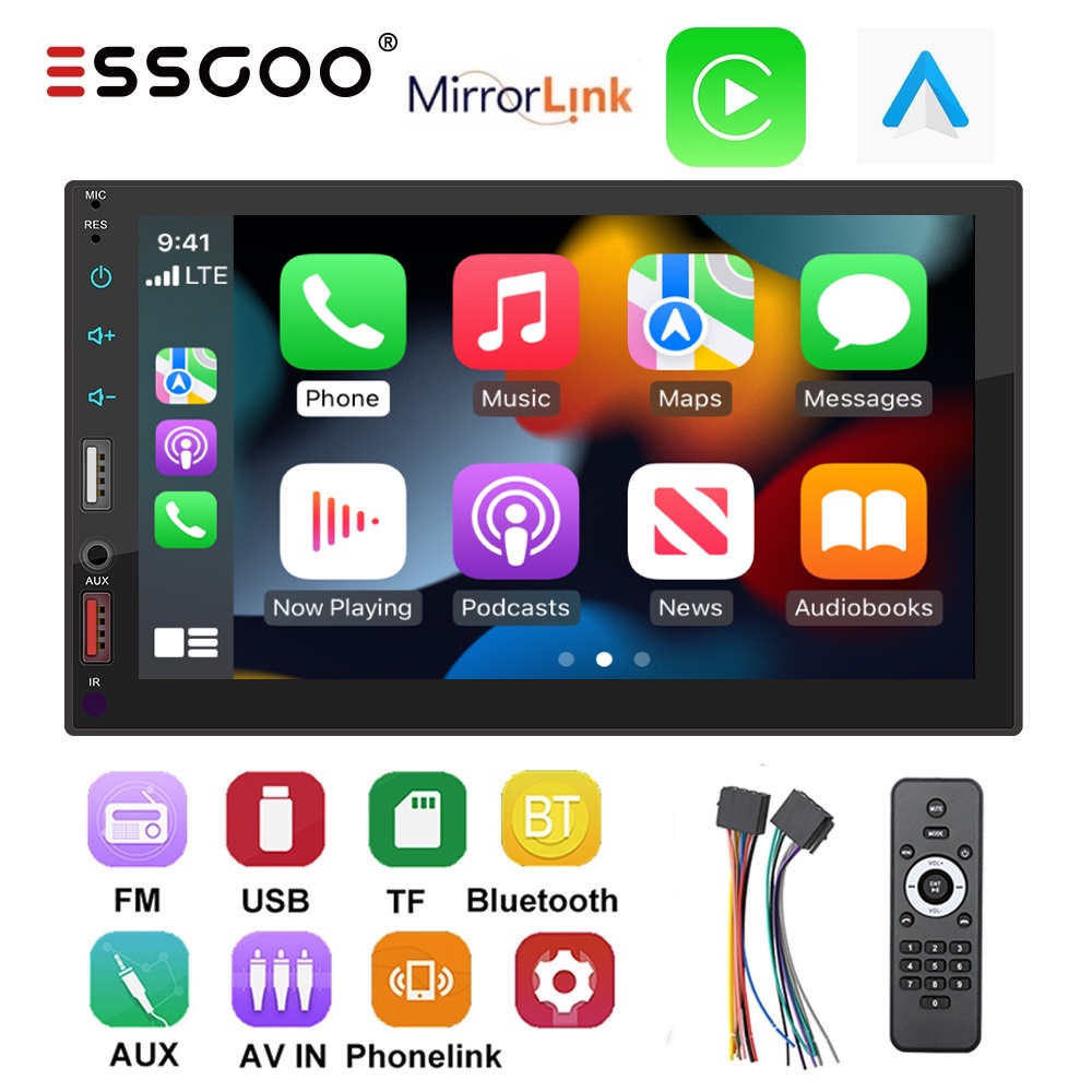 ESSGOO Double 2 Din 7 INCH Car Stereo Radio Bluetooth FM AM RDS