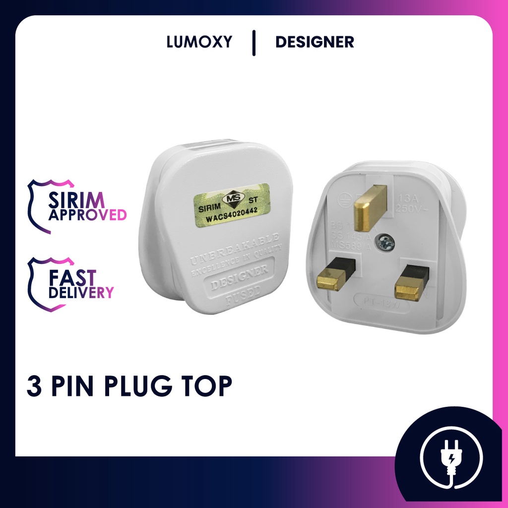 LMX SIRIM 13A 3 Pin Plug Top Socket Plugtop Suis Electric Induction