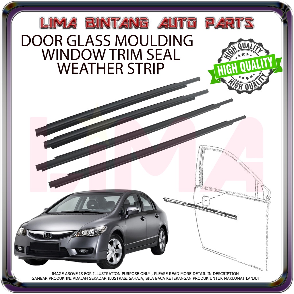 Honda Civic Fd Sna Snb Door Glass Moulding Weatherstrip Outer