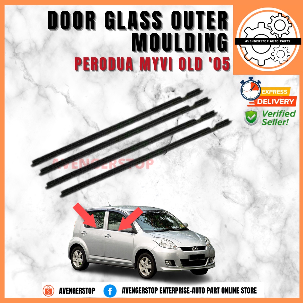 PERODUA MYVI 2005 LAMA OLD DOOR GLASS OUTER MOULDING GETAH LUAR CERMIN