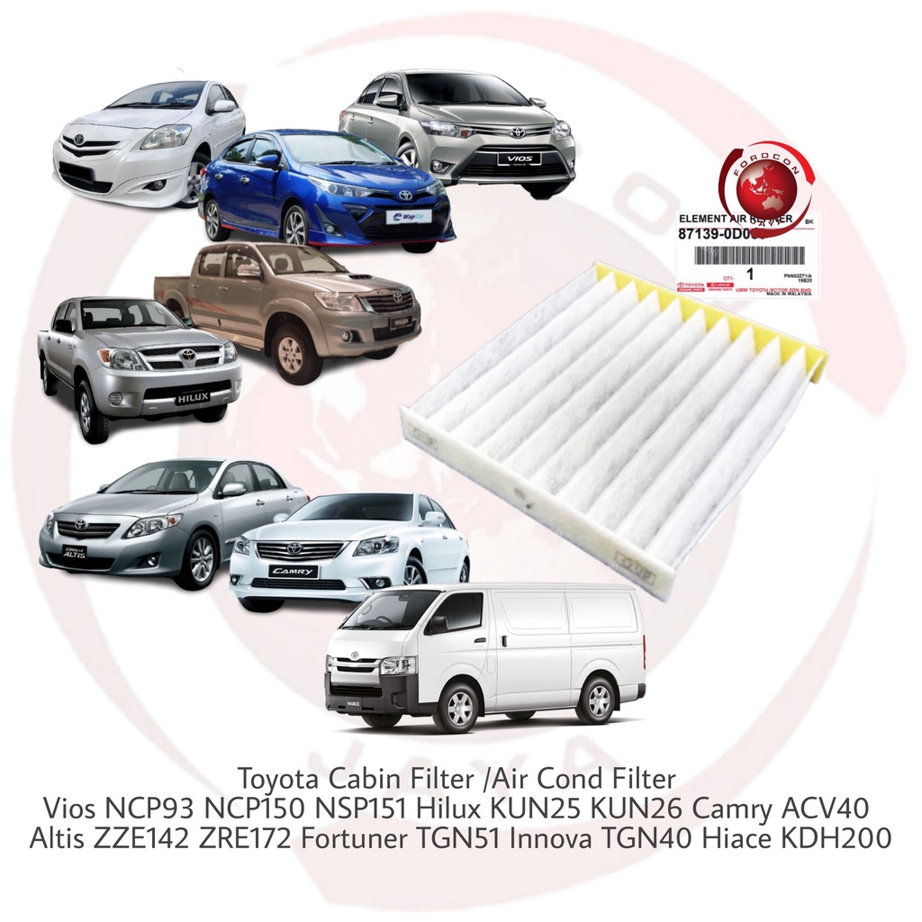 Toyota Cabin Air Cond Filter Vios Ncp Ncp Nsp Tgn Hilux