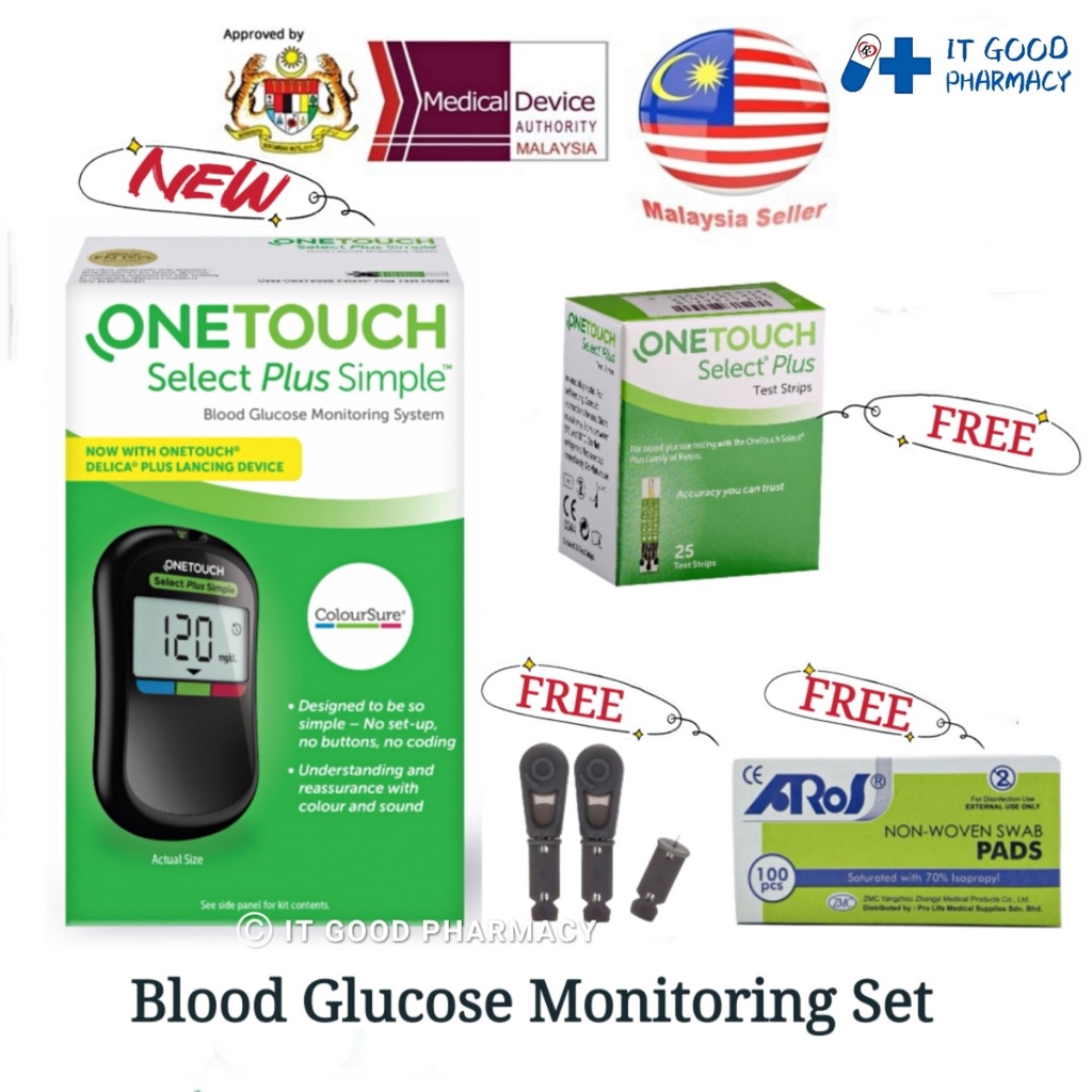 New One Touch Select Plus Glucometer Strips Lancet