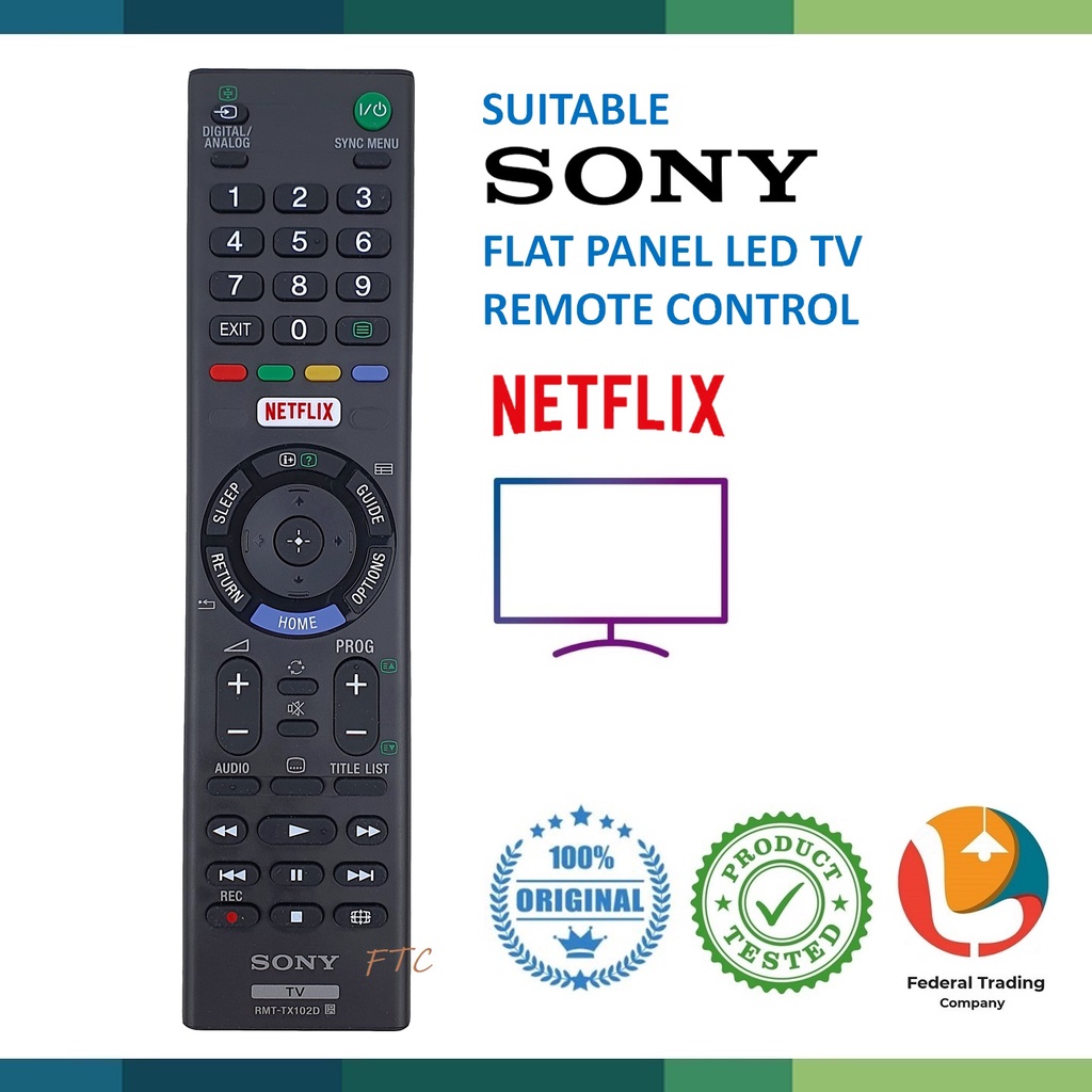 Original Sony Flat Panel LED LCD TV Remote Control Netflix RMT