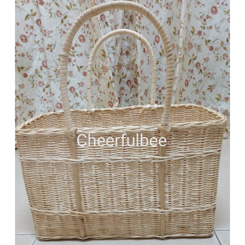 Cheerfulbee Extra Large Handmade Rectangle Rattan Basket Picnic