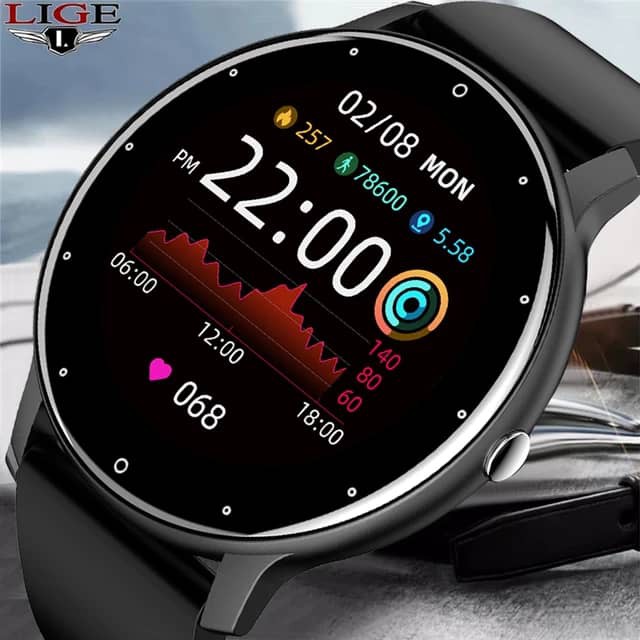 LIGE 2021 New Smart Watch Men Full Touch Screen Sport Fitness Watch