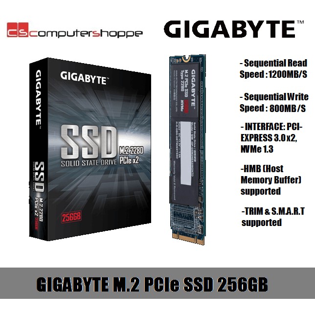 Gigabyte M 2 PCIE SSD 256GB Solid State Drive Shopee Malaysia