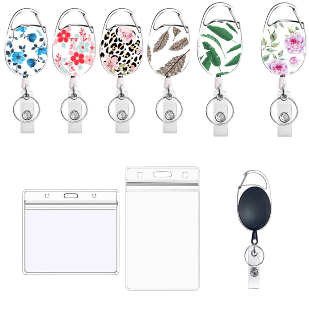 1pc Retractable Badge Reel Alloy Plastic ID Lanyard Name Tag Card Badge