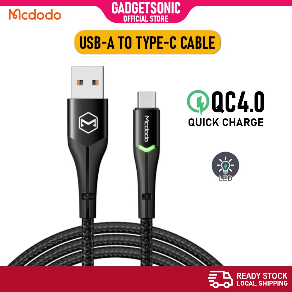 MCDODO USB A To USB Type C Cable Fast Charging QC 4 0 Quick Charge