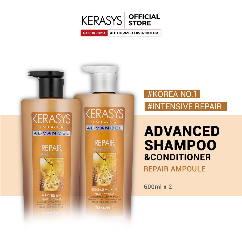 Kerasys Advanced Repair Ampoule Shampoo Conditioner 2x600mL Shopee