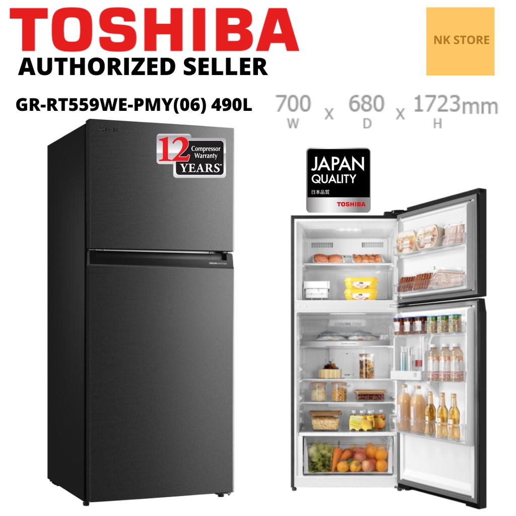 Toshiba 2 Doors Inverter Refrigerator Fridge 490L GR RT559WE PMY 06