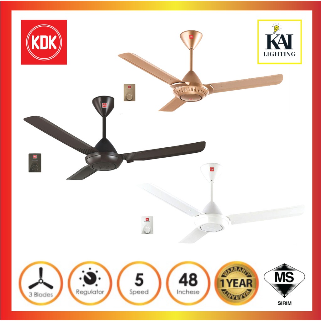 KDK K12V0 Regulator Ceiling Junior Fan 120cm 48 White Copper