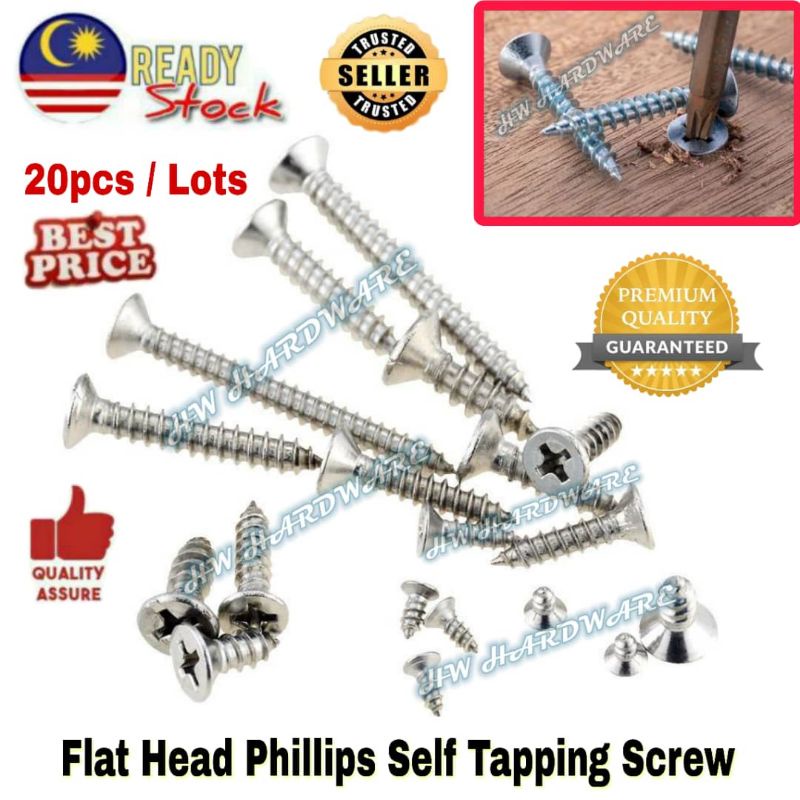 Pcs Lots Flat Head Phillips Stainless Steel Csk Self Tapping