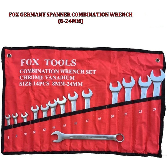 FOX GERMANY CRV COMBINATION WRENCH SPANNER SET 14PCS X 8 24MM Shopee