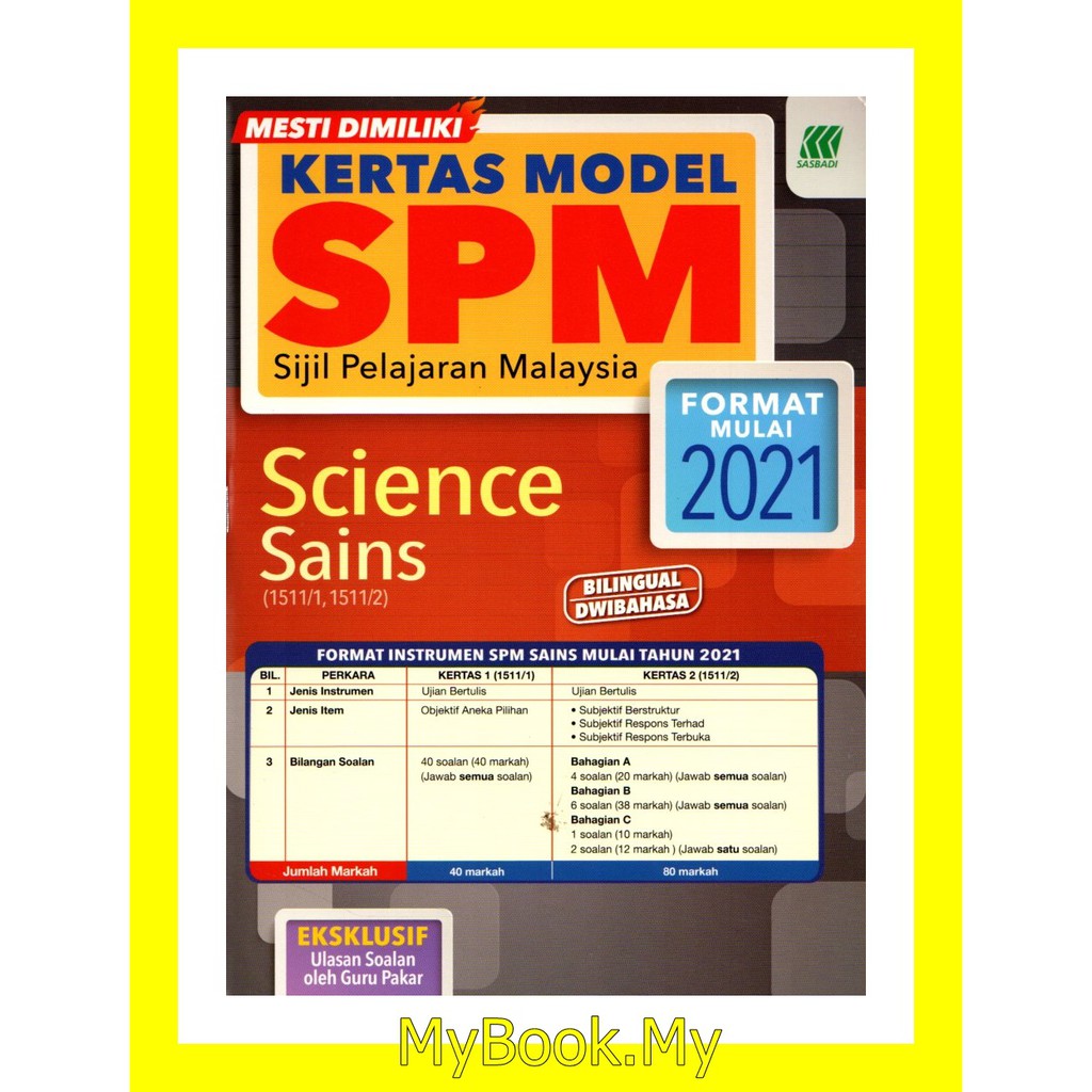 MyB Buku Latihan Kertas Model SPM Science Sains Dwibahasa Kertas 1