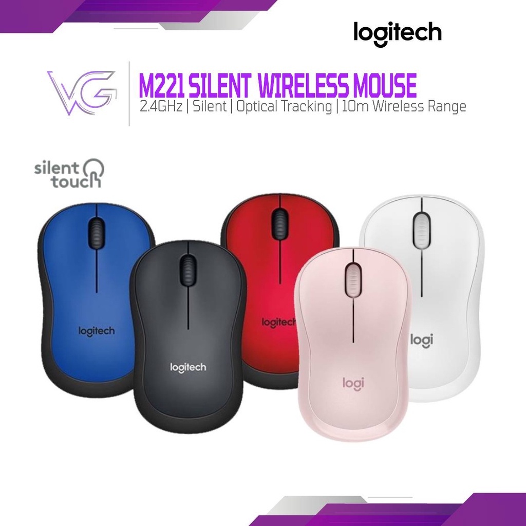 Logitech M Silent Wireless Mouse Charcoal Or Blue Or Red Shopee