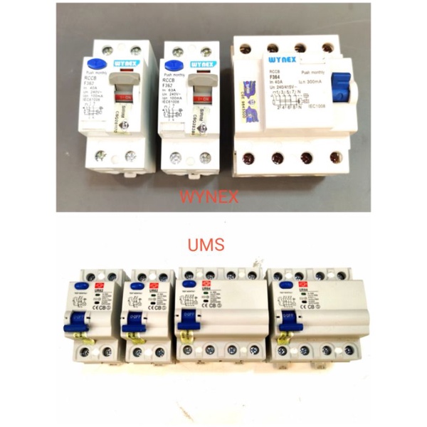 WYNEX UMS 4 POLE ELCB RCCB 40A 63A 300mA 100MA SIRIM APPROVED