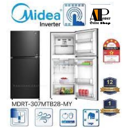 MIDEA MDRT307MTB28 MY GROSS CAPACITY 240L 2 DOOR INVERTER FRIDGE