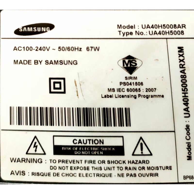 Samsung Led Tv Ua H Ar Power Board Main Board Stand Shopee Malaysia