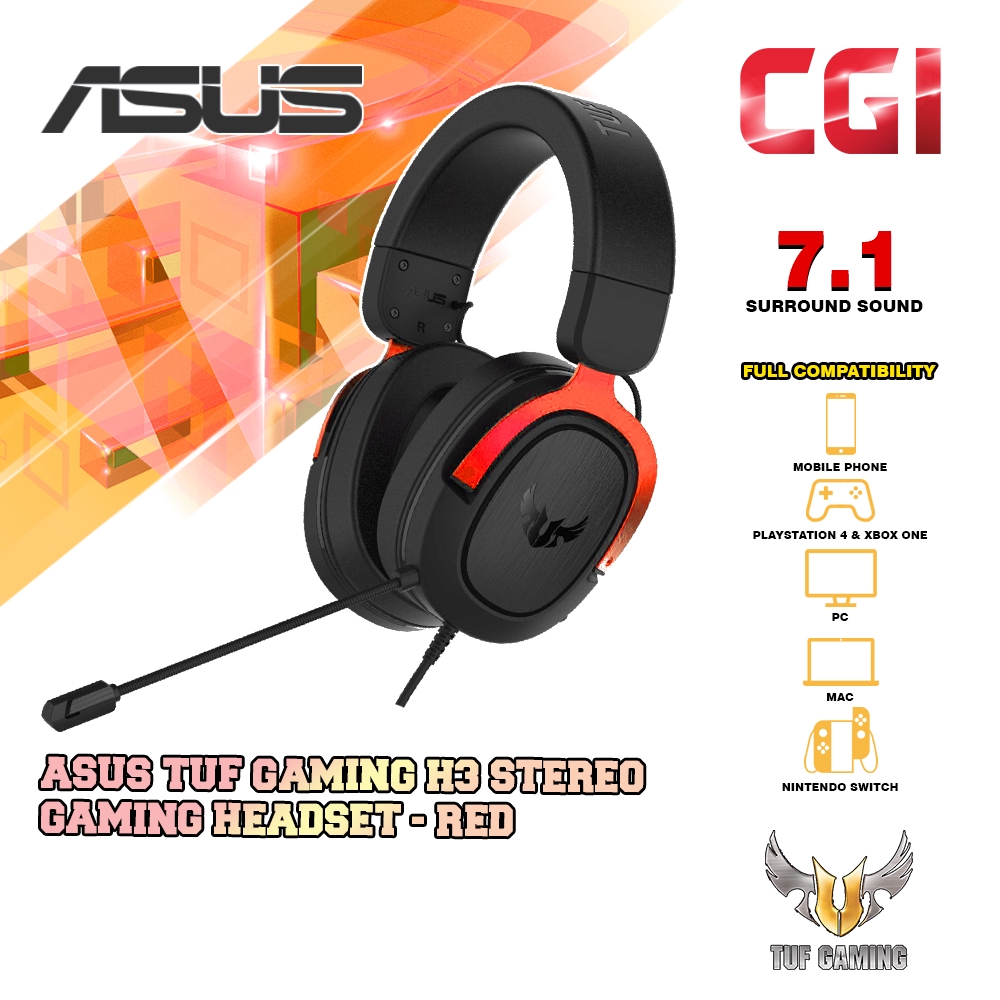 Asus TUF Gaming H3 7 1 Surround Sound Gaming Headset For PC PS4 Xbox