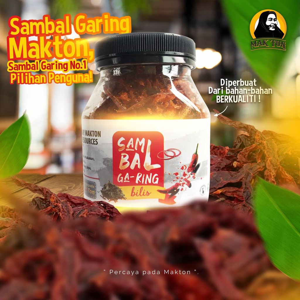 Mak Ton Sambal Garing Ikan Bilis Ready To Eat Hot And Spicy Shopee