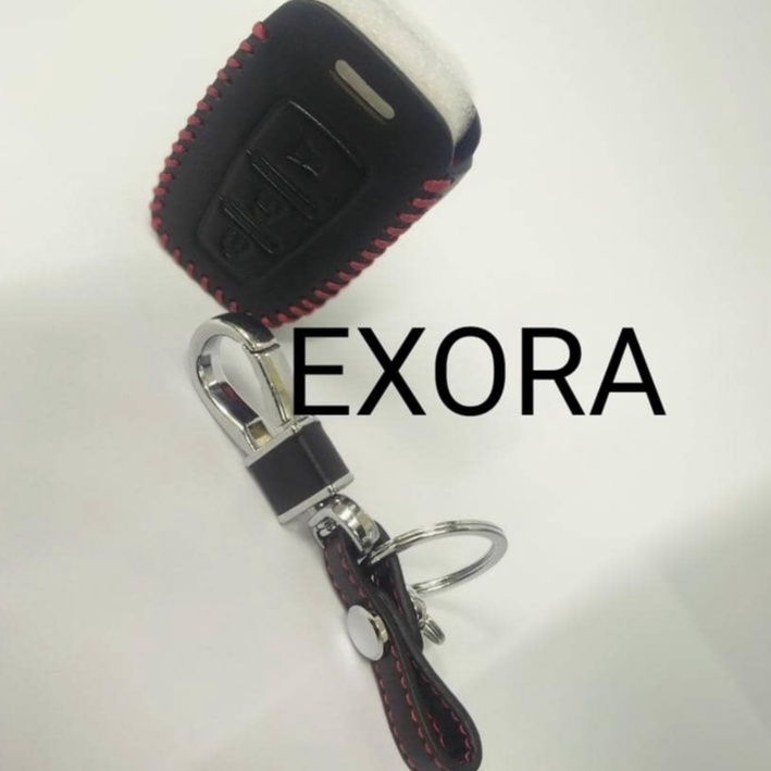 EXORA Keyless Remote Leather Car Key Cover Case Black RedLine