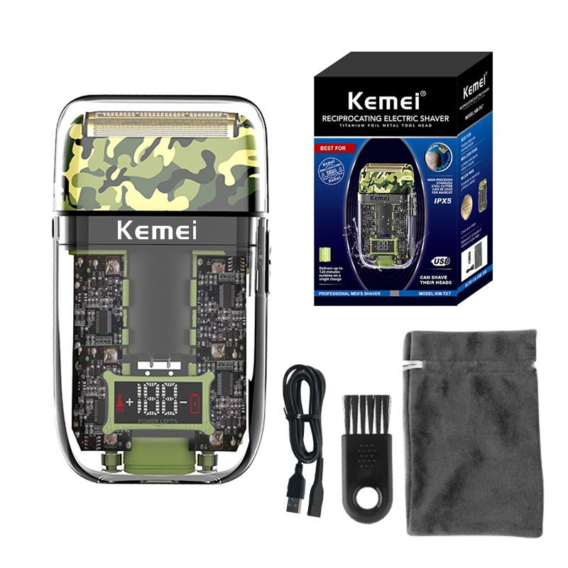 Kemei Transparent Electric Shaver For Men Electric Razor Rechargeable