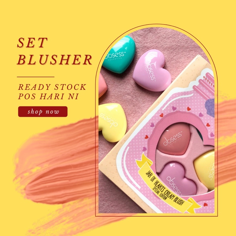 BLUSHER CREAM OBSESS 4 WARNA MENAIKKAN SERI WAJAH BOLEH GUNA SEBAGAI