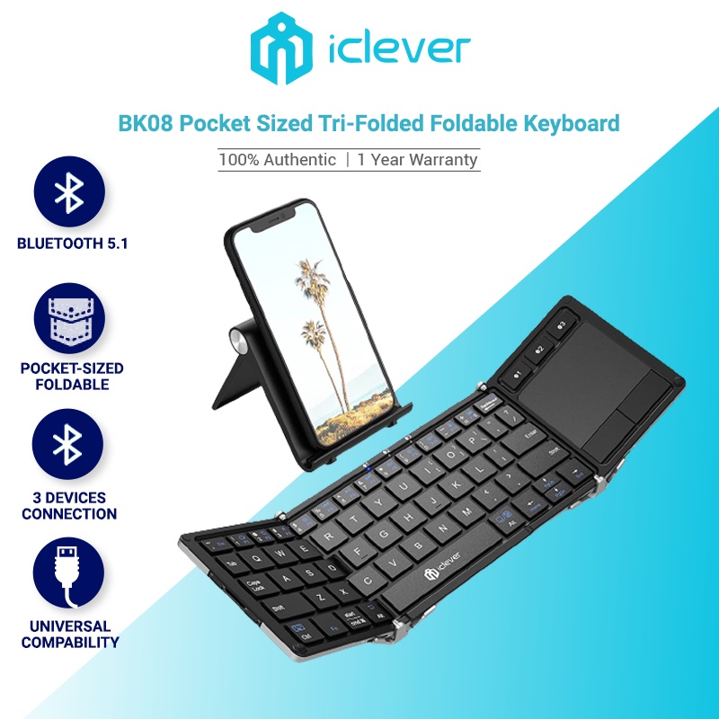 Iclever Bk Bluetooth Keyboard Type C Charging With Sensitive Touchpad