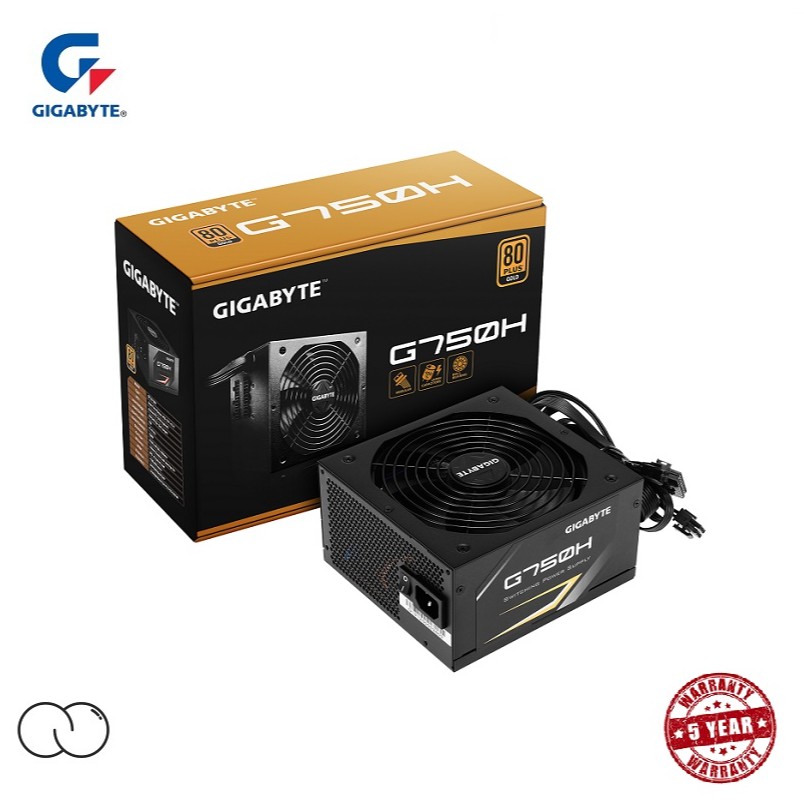 GIGABYTE 750w 80 Plus Gold Power Supply 750 Watts 80 Semi Modular