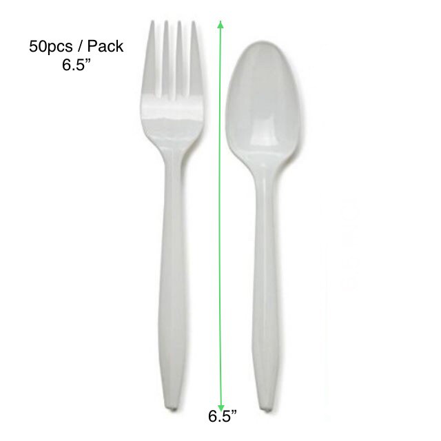 READY STOCK 50 Pcs High Quality Disposable 6 5 Plastic Fork Spoon