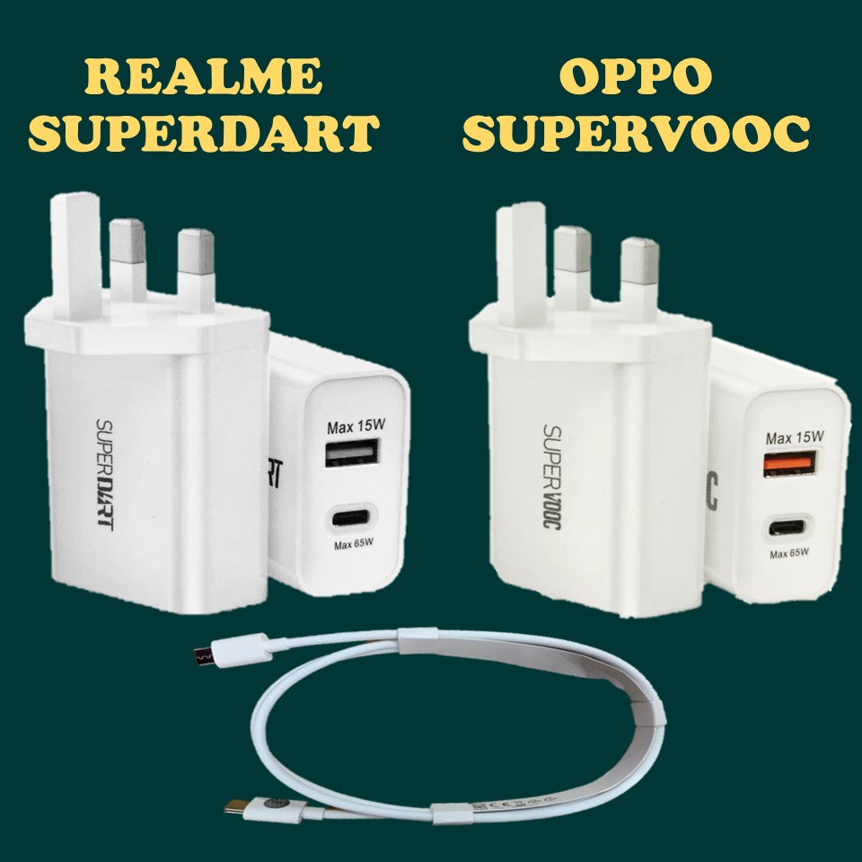 Readystock Realme Super Dart Oppo Super Vooc Gan Power Adapter