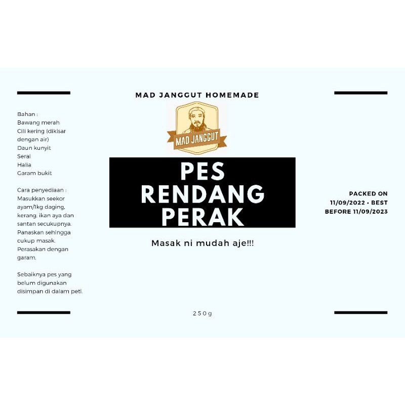 Pes Rendang Perak Tanpa Msg Bawang Daun Kunyit Serai Dan Halia