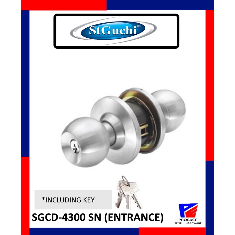 St Guchi Stainless Steel Cylinder Door Lock Tombol Pintu Heavy Duty