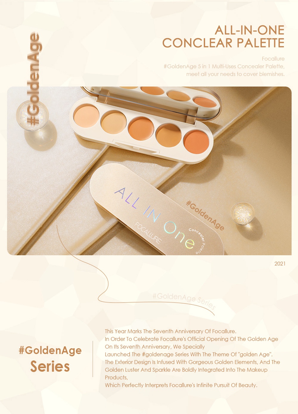 Focallure Goldenage In Multi Uses Concealer Palette High Coverage