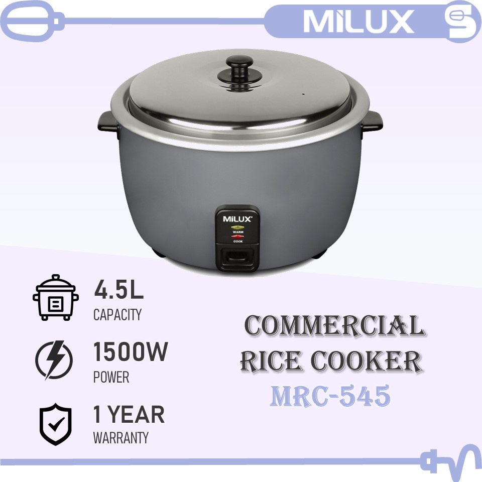 MILUX Commercial Rice Cooker MRC 545 4 5L 1500w 35 Cups Extra Large