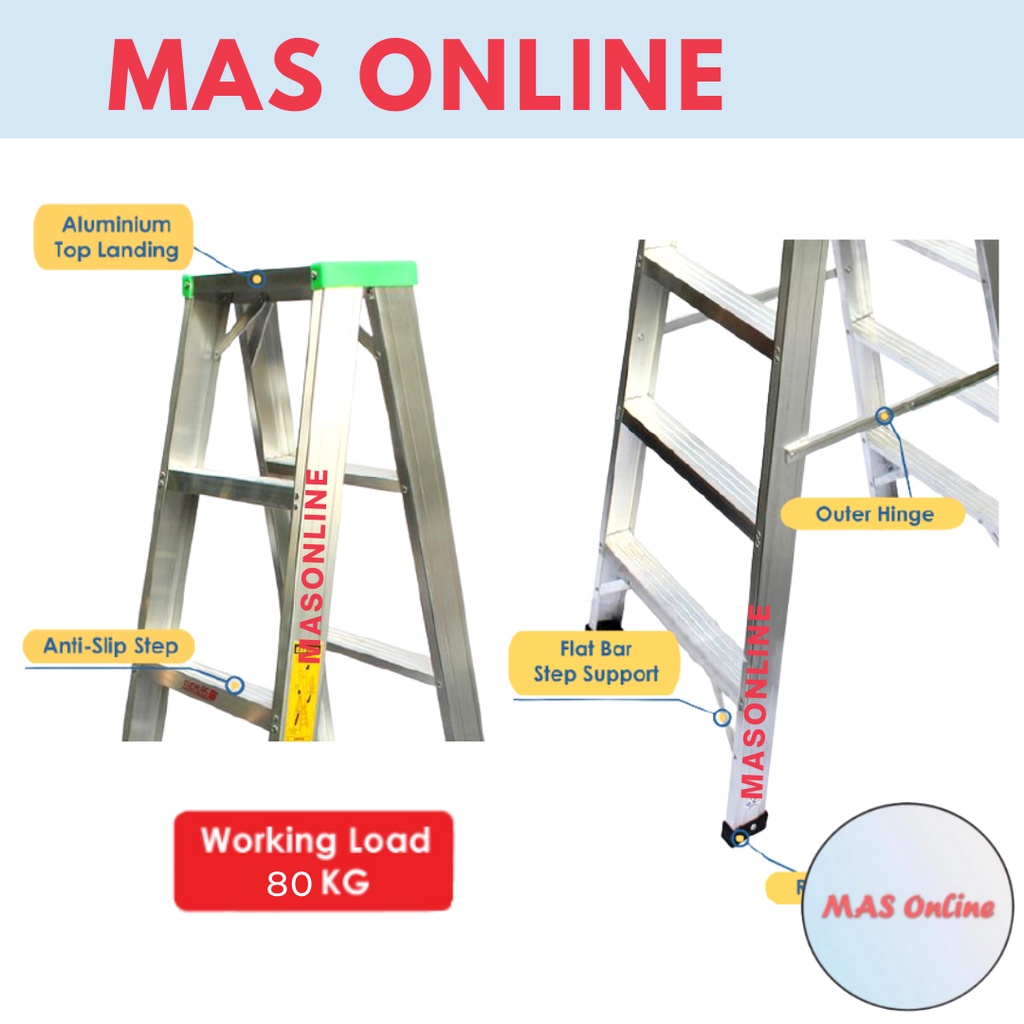 Step Ladder Tangga Aluminium Double Sided Ladder Foldable Tangga Lipat