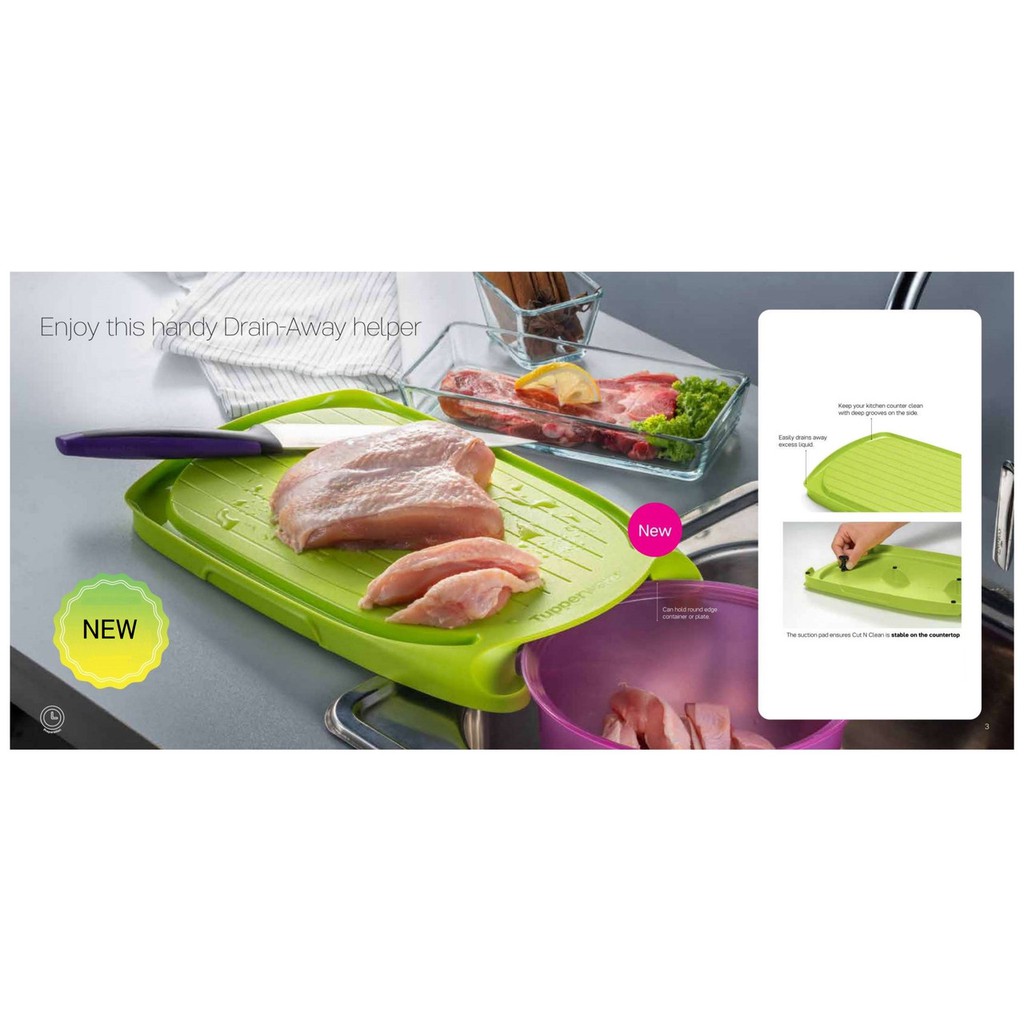 Tupperware Cut N Clean Green Chopping Board Shopee Malaysia