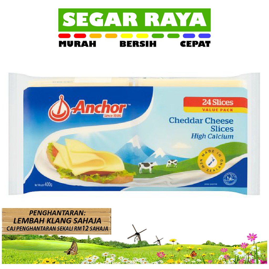 KEJU Anchor Cheddar Cheese Slice 24slices 400g SEGAR RAYA Shopee