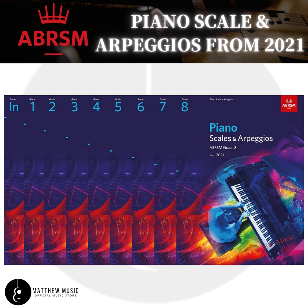 ABRSM PIANO SCALES ARPEGGIOS GRADE INITIAL 1 2 3 4 5 6 7 8 FROM 2021