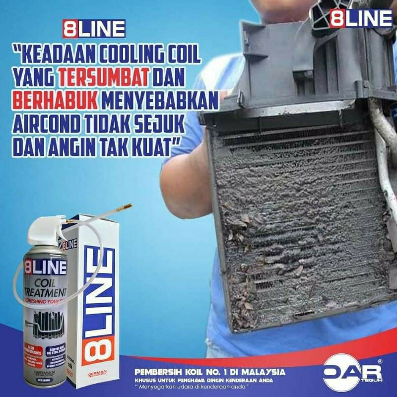 8LINE ORIGINAL HQ Aircond Coil Treatment 8 Line Pencuci Aircond Tahan