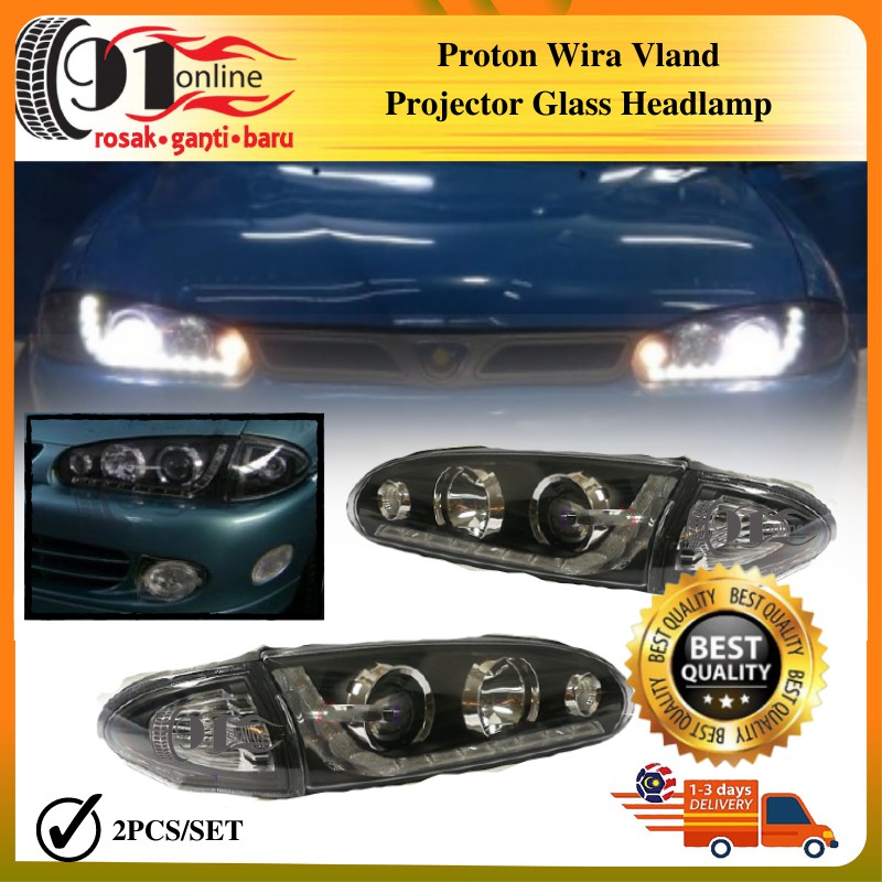 Vland Proton Wira Satria Projector Glass Headlamp Head Light Lampu