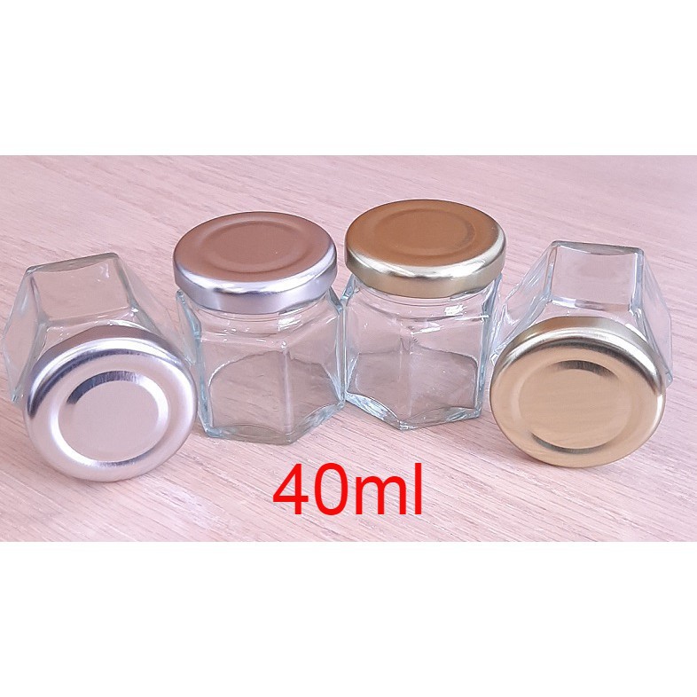 100 Pcs 40ml Hexagon Glass Jar Bottle Botol Kaca Honey Jar